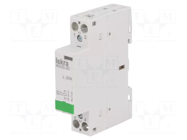 Contactor: 2-pole installation; 20A; 230VAC; NO x2; IKA ISKRA IKA20-20/230V
