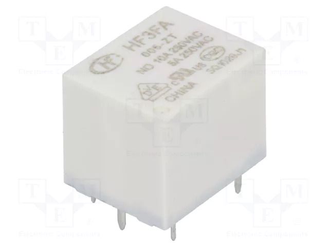 Relay: electromagnetic; SPDT; Ucoil: 5VDC; 10A; 10A/277VAC; PCB HONGFA RELAY HF3FA/005-ZT