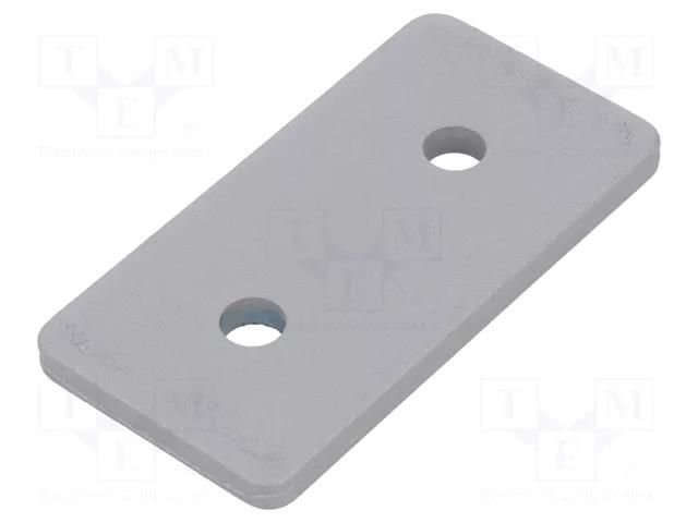Flat bar; for profiles; with bore without countersunk; W: 40mm ELESA+GANTER GN967-40-80-F-2-SR