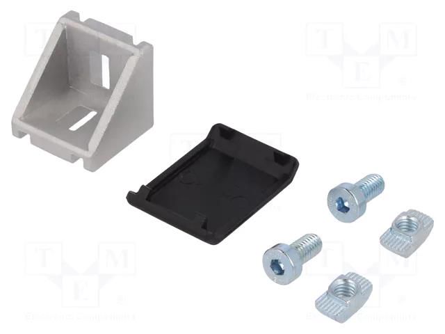 Angle bracket; for profiles; Width of the groove: 8mm; W: 28mm ELESA+GANTER GN960-30-8-30-B-MT