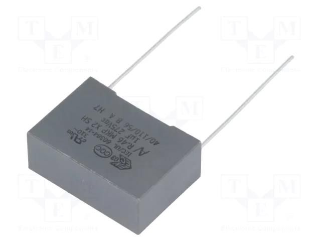 Capacitor: polypropylene; X2; R46 Miniature; 1uF; 26.5x10x18.5mm KEMET R46KN410040P0M