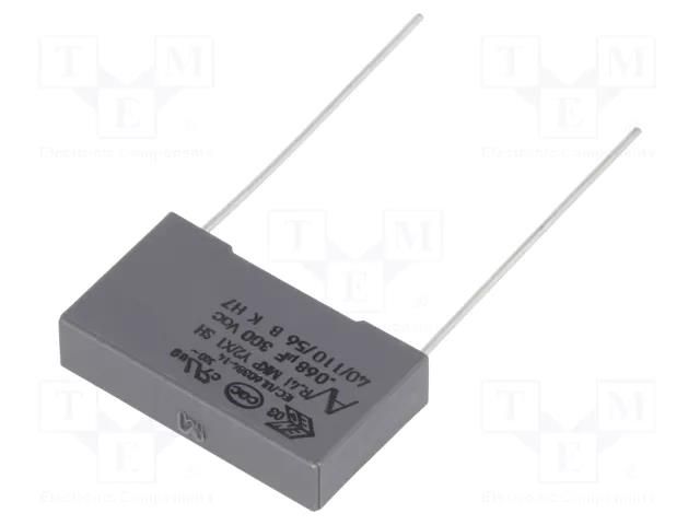 Capacitor: polypropylene; Y2; R41; 68nF; 1kVDC; 300VAC; 26.5x6x15mm KEMET R413N268040M1M