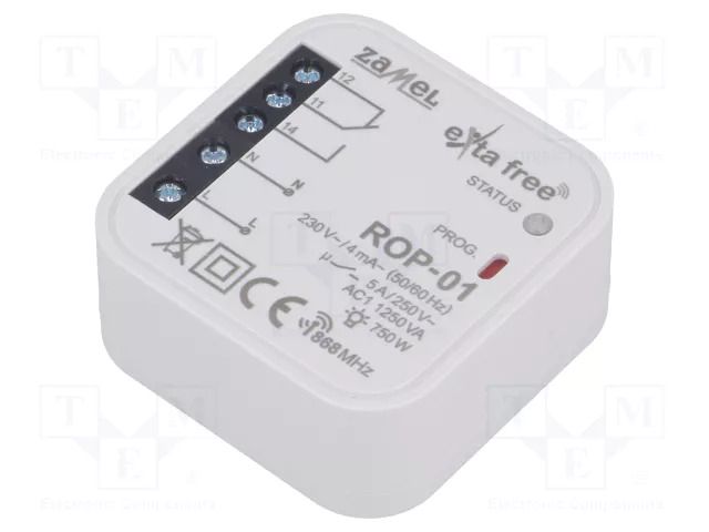 Receiver; flush mount; 230VAC; NC + NO; IP20; EXTA FREE; -10÷55°C ZAMEL ROP-01