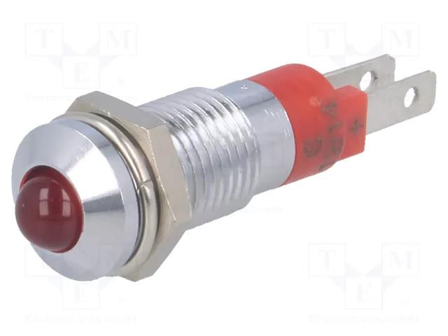 Indicator: LED; prominent; red; 12÷14VDC; Ø8.2mm; IP40; connectors SIGNAL-CONSTRUCT SMQD08012