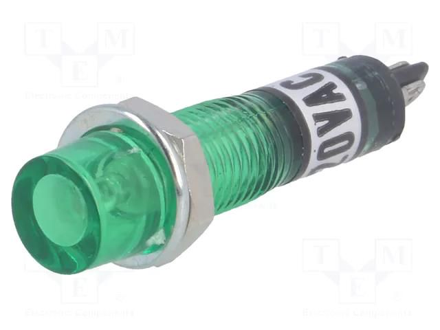 Indicator: with FLUO neon lamp; recessed; green; 230VAC; plastic NINIGI NI-2FGN