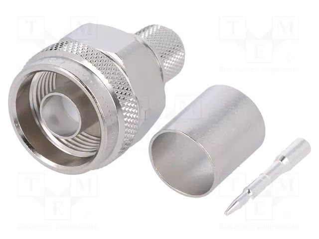 Connector: N; plug; male; straight; 50Ω; crimped; for cable; PTFE TELEGÄRTNER J01020A0110