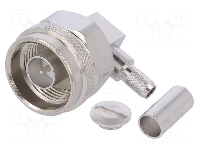Connector: N; plug; male; angled 90°; 50Ω; soldering,crimped; PTFE TELEGÄRTNER J01020A0035