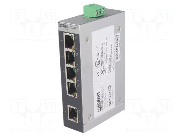 Switch Ethernet; unmanaged; Number of ports: 5; 12÷48VDC; RJ45 PHOENIX CONTACT FL-SFNB-5TX