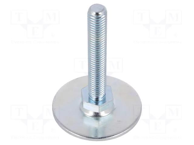 Foot; Base dia: 50mm; M10; steel; Plunger length: 60mm ELESA+GANTER GN40-50-M10-60A0S