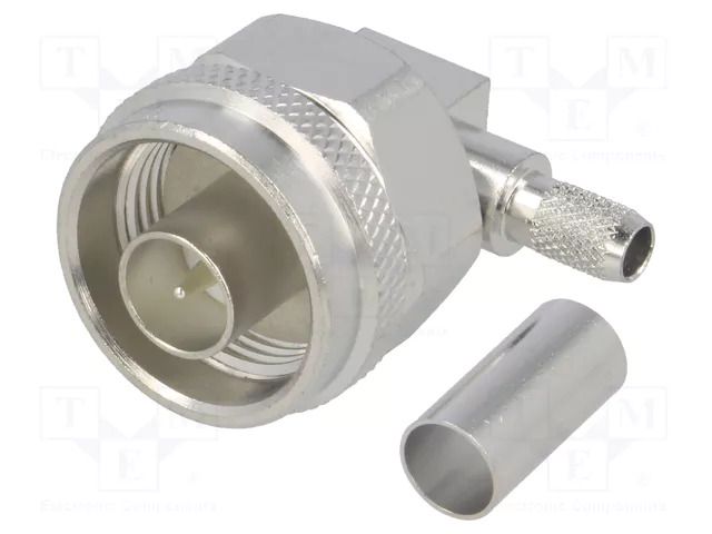 Connector: N; plug; male; angled 90°; 50Ω; soldering,crimped; PTFE TELEGÄRTNER J01020A0036