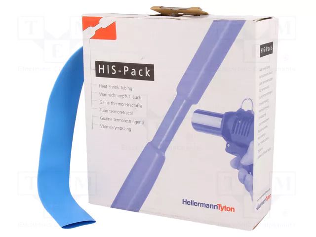 Heat shrink sleeve; 2: 1; 19.1mm; L: 5m; blue; cardboard packaging HELLERMANNTYTON HIS-19.1/9.5-BU