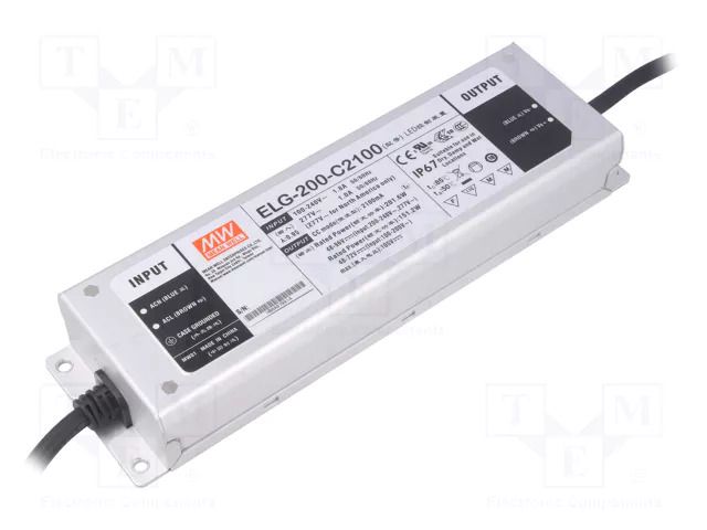 Power supply: switching; LED; 201.6W; 48÷96VDC; 2100mA; 100÷305VAC MEAN WELL ELG-200-C2100