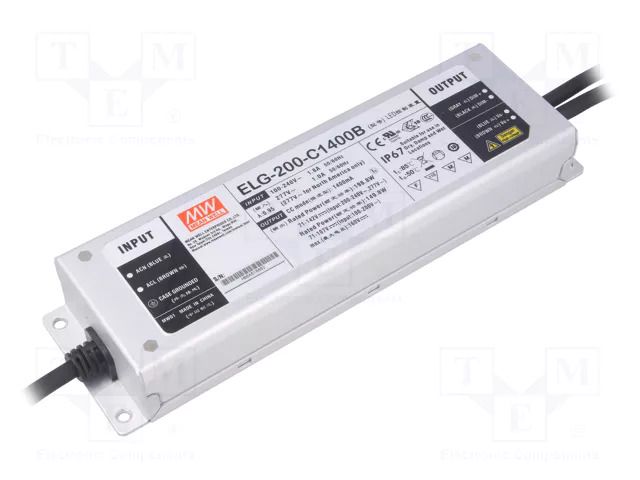 Power supply: switching; LED; 200W; 71÷142VDC; 1400mA; 100÷305VAC MEAN WELL ELG-200-C1400B