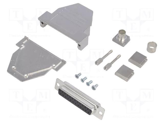 Connector: D-Sub; PIN: 25; plug; female; soldering; for cable; black ENCITECH DCRP25-DMS-CF65