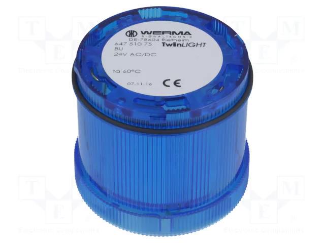 Module: light signaller; blue; LED; 24VDC; 24VAC; IP65; Ø70x65.5mm WERMA WER-64751075