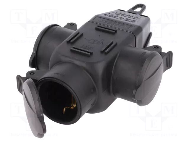 Connector: AC supply; socket; 2P+PE; 250VAC; 16A; black; for cable PAWBOL PD.3156S
