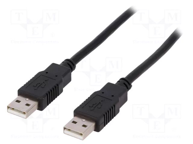 Cable; USB 2.0; USB A plug,both sides; nickel plated; 3m; black BQ CABLE CAB-USB2AA/3.0-BK