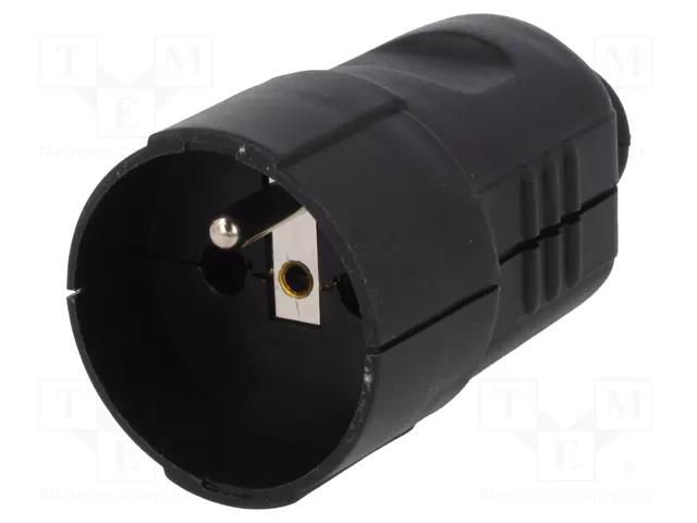 Connector: AC supply; female; socket; 2P+PE; 230VAC; 16A; black PCE 08253