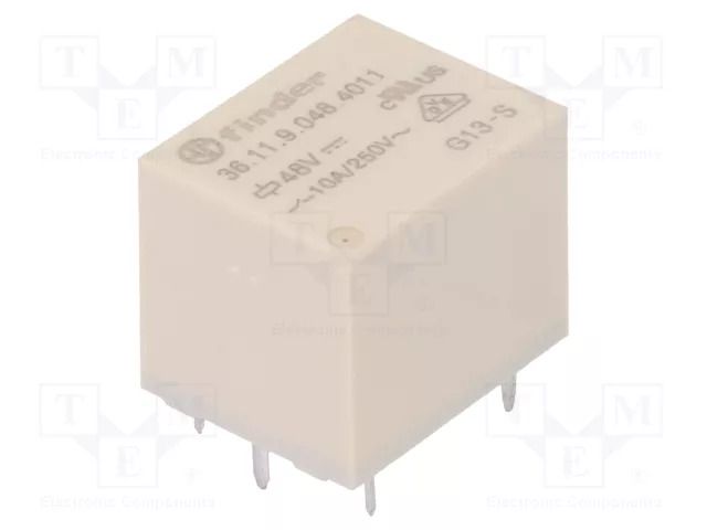 Relay: electromagnetic; SPDT; Ucoil: 48VDC; 15A; 10A/250VAC; 36.11 FINDER 36.11.9.048.4011