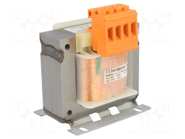 Transformer: mains; 80VA; 400VAC; 230V; Leads: terminal block; IP00 INDEL TMB80/400/230V