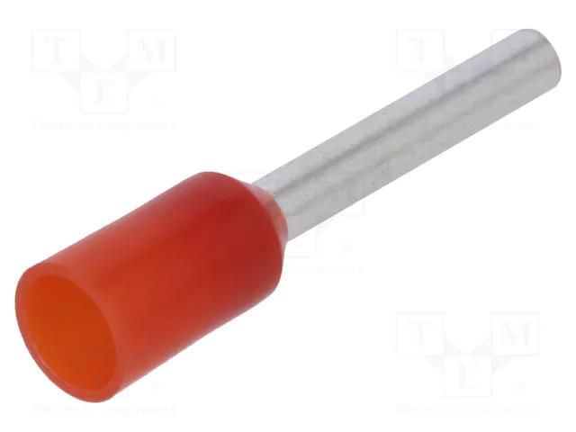 Tip: bootlace ferrule; insulated; copper; 1mm2; 10mm; tinned; red NINIGI TUL-RI-01010