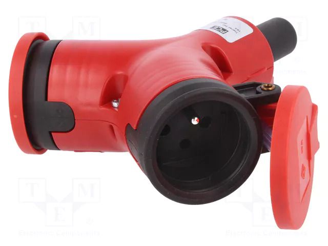 Connector: AC supply; splitter; 2P+PE; 250VAC; 16A; red; for cable PCE 24212-R