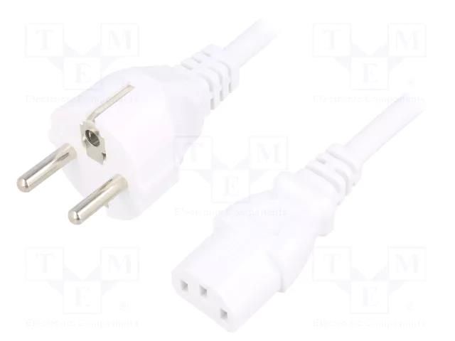 Cable; 3x1mm2; CEE 7/7 (E/F) plug,IEC C13 female; PVC; 3m; white LIAN DUNG SN310-3/10/3WH
