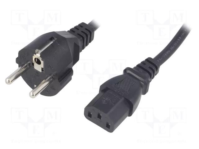 Cable; 3x0.75mm2; CEE 7/7 (E/F) plug,IEC C13 female; PVC; 1.8m LIAN DUNG SN310-3/07/1.8BK