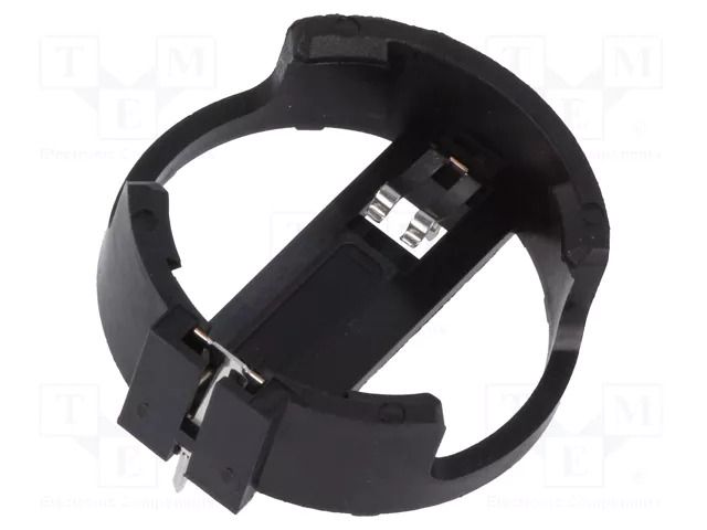 Socket; CR2032,DL2032; Batt.no: 1; horizontal,THT; H: 8mm; black CONNFLY DS1092-06-B6P