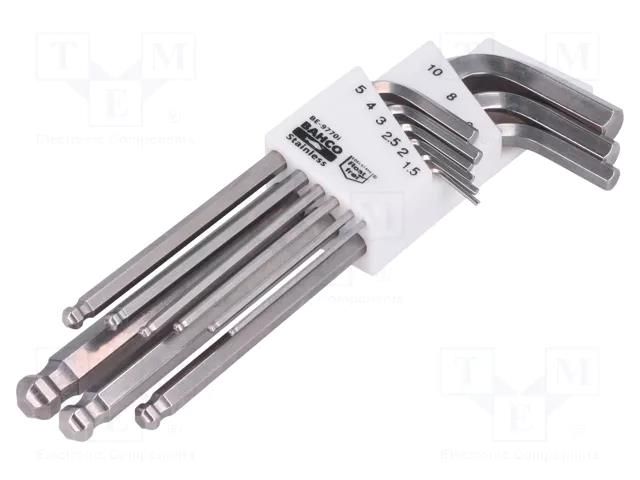 Wrench-set; hex key; stainless steel; 9pcs. BAHCO SA.BE-9770I