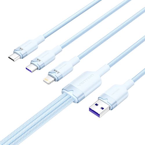 USB 2.0 A to 3-in-1 6A cable Vention CTRLG 1.5M (blue), Vention CTRLG