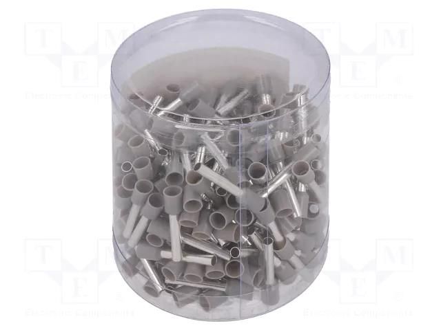 Kit: bootlace ferrules; insulated; 4mm2; 18mm; grey; 250pcs. NINIGI TUL-KPL-4/18GY