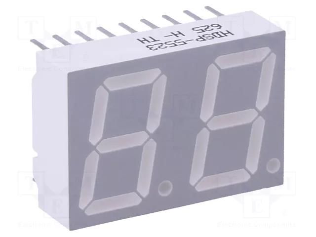 Display: LED; 7-segment; 14.22mm; 0.56"; No.char: 2; red; 0.9÷2.8mcd BROADCOM (AVAGO) HDSP-5523