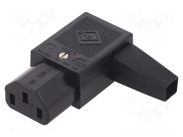 Connector: AC supply; plug; female; 10A; 250VAC; IEC 60320; C13 (F) K+B PC-118