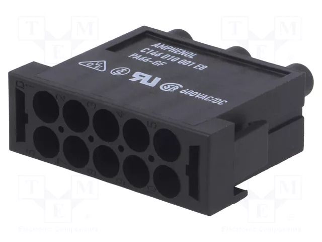 Connector: HDC; module; male; 400V; PIN: 10; w/o contacts; 1.6mm AMPHENOL C146-D10001-E8