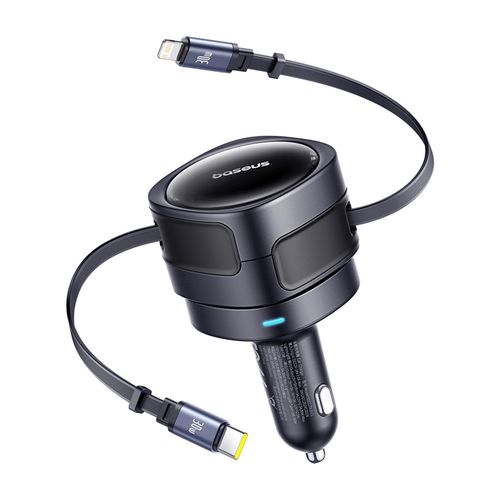 Baseus Enjoyment Max car charger with USB-C+Lightning cables 60W Black, Baseus C00035507121-00