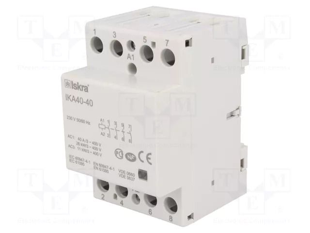Contactor: 4-pole installation; 40A; 230VAC; NO x4; IKA ISKRA IKA40-40/230V