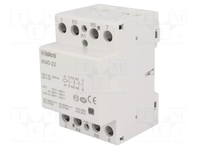 Contactor: 4-pole installation; 40A; 230VAC,220VDC ISKRA IK40-22/230V