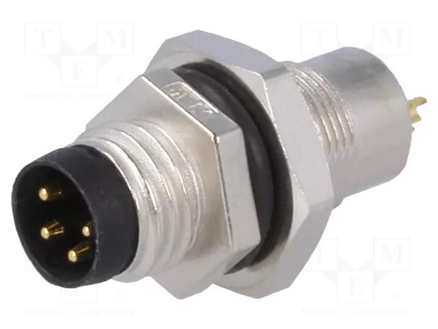 Connector: M8; male; PIN: 4; 3A; 30V; IP67; socket; metal AMPHENOL LTW 8-04PMMS-SH7001