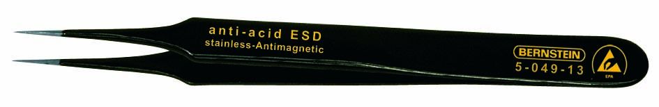SMD tweezers, 110 mm, straight, very sharply pointed, with ESD-coating 5-049-13