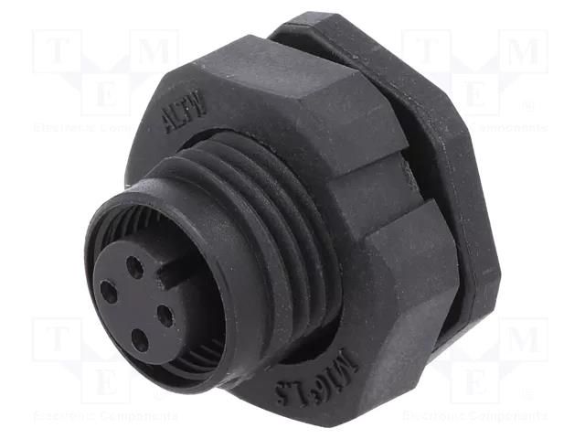Connector: M12; socket; PIN: 4; female; 250V; IP68; THT; plastic; 4A AMPHENOL LTW 12P-04PFFP-SF8001