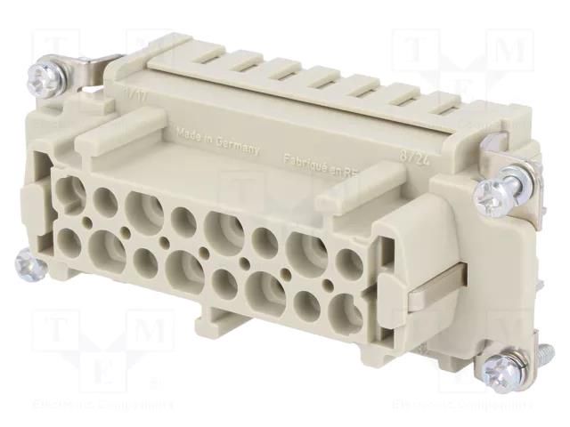 Connector: HDC; contact insert; female; 16A; 500V; Han E®; PIN: 16 HARTING 09330162702