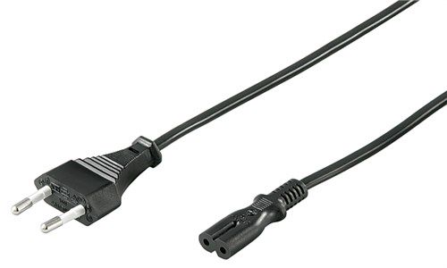 Connection Cable with Europlug, 1.5 m, black, (2*0.75 mm²), 1.5 m - Europlug (Type C CEE 7/16) > C7 socket 50084