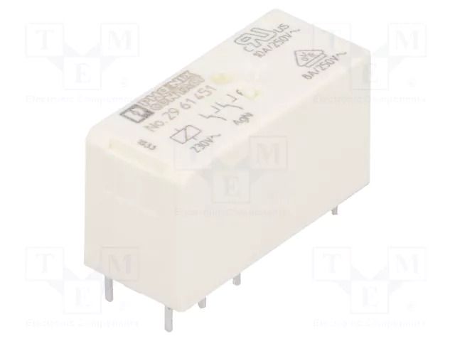 Relay: miniature; DPDT; Ucoil: 230VAC; Icontacts max: 8A; 3A/250VAC PHOENIX CONTACT REL-MR-230AC/21-21
