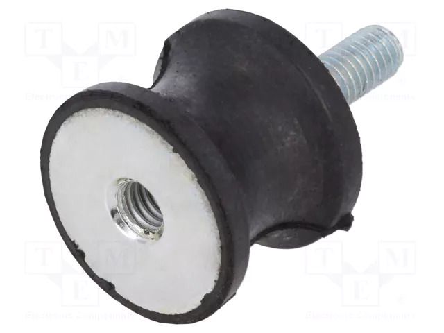 Vibration damper; M6; Ø: 25mm; rubber; L: 20mm; Thread len: 18mm ELESA+GANTER DVC2-433791