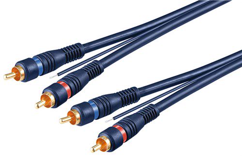 Car Hi-Fi Stereo RCA Connector Cable, Double Shielded, 5 m, blue - 2 RCA male > 2 RCA male 50175