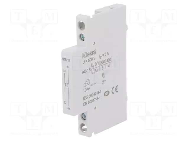 Auxiliary contacts; Leads: screw terminals; side; 6A ISKRA IKN11