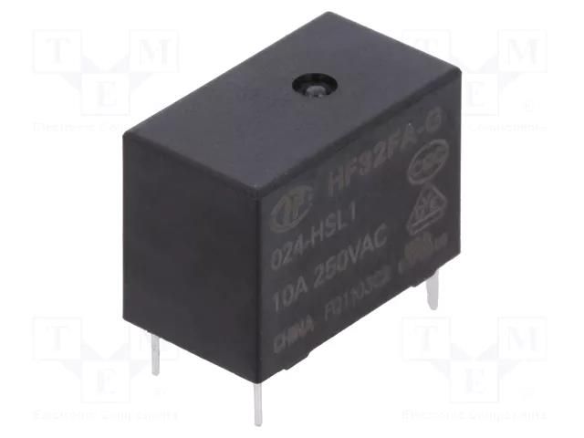 Relay: electromagnetic; SPST-NO; Ucoil: 24VDC; 10A; 10A/250VAC HONGFA RELAY HF32FA-G/024-HSL1