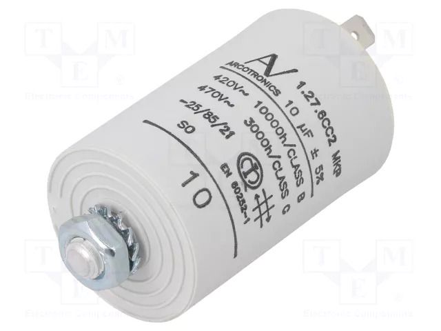 Capacitor: polypropylene; motors, run; 10uF; 420VAC; Ø35x56.5mm KEMET C276CC25100AA0J
