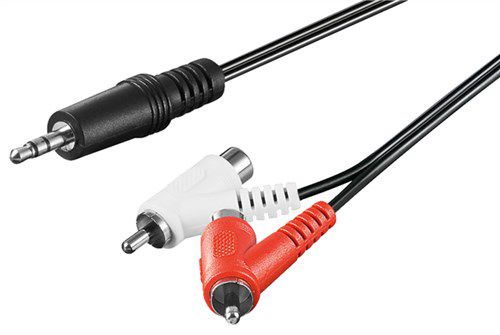 Audio Cable Adapter, 3.5 mm Male to Stereo RCA Male/Female, 1.5 m, black - 3.5 mm male (3-pin, stereo) > 2 RCA male (audio left/right) 50213